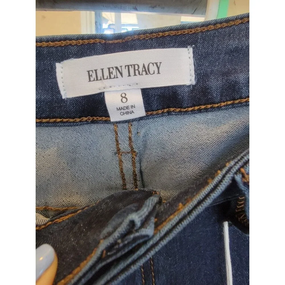 ⭐Ellen Tracy Mid Rise Skinny Slim Jeans Size 8 Women Ace Wash Denim blue New